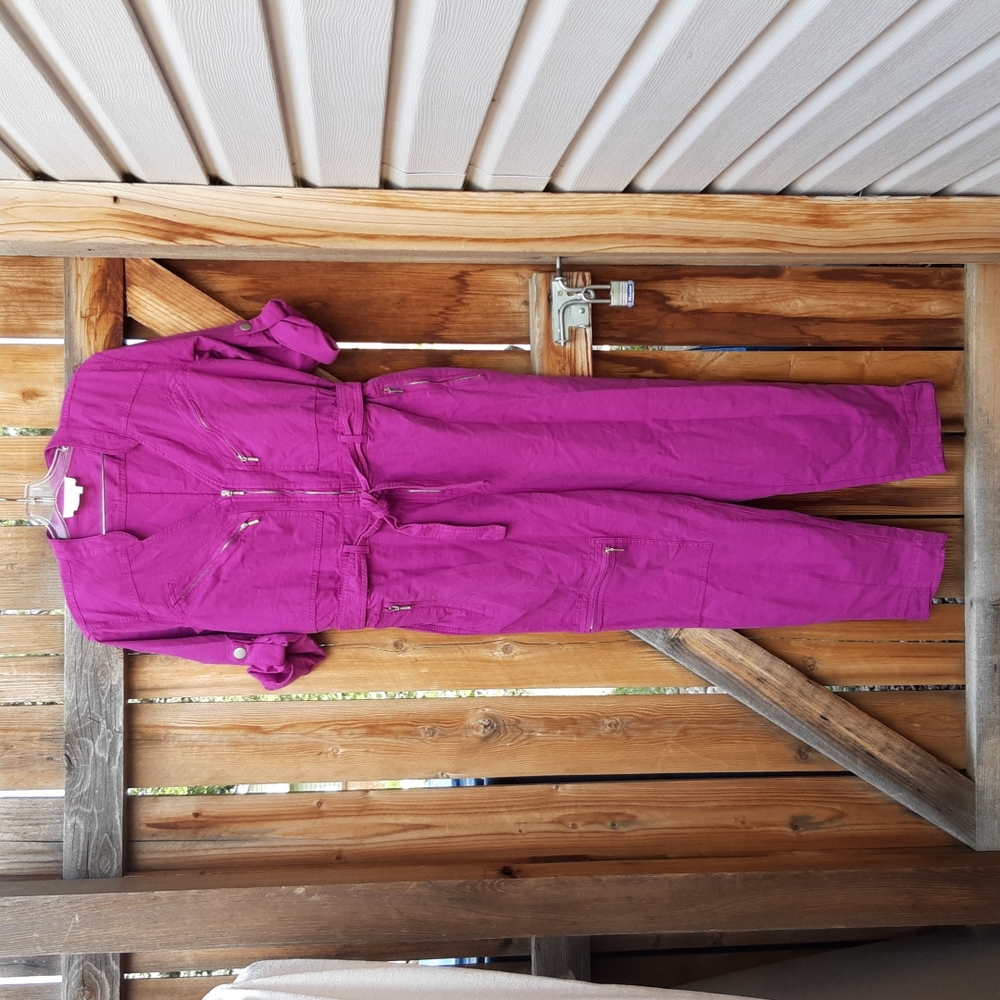 Anthropologie fuschia utility oversize jumpsuit s